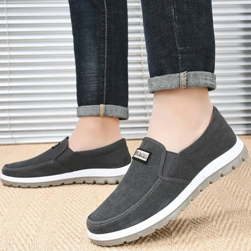 summer new Walking Flats Non Slip Soft sole men's Sneakers Comfortable Driving Shoes for Man Retro Casual Slip on Canvas Loafers