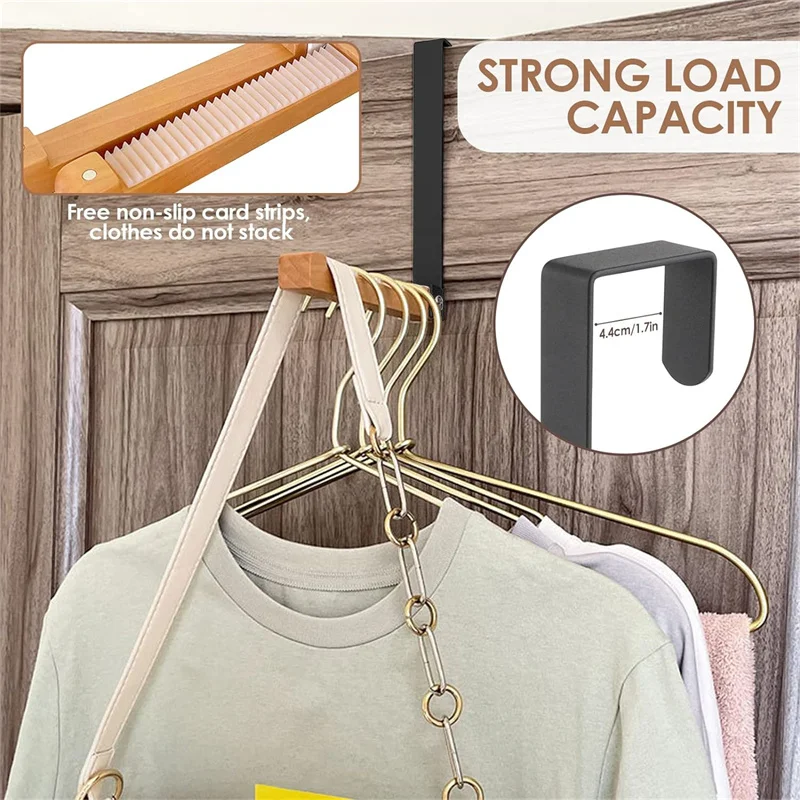 

Punch-Free Home Door Hook Foldable Wooden Hook Clothes Bag Storage Rack Foldable Door Hook With Anti Slip Strip