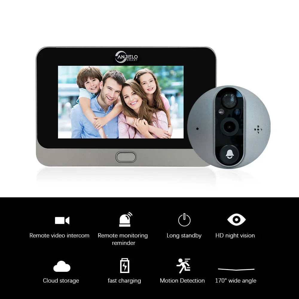 1080P cat eye video smart doorbell peephole Tuya WiFi Peephole Camera Viwer Smart Doorbell Monitoring Set Night Vision