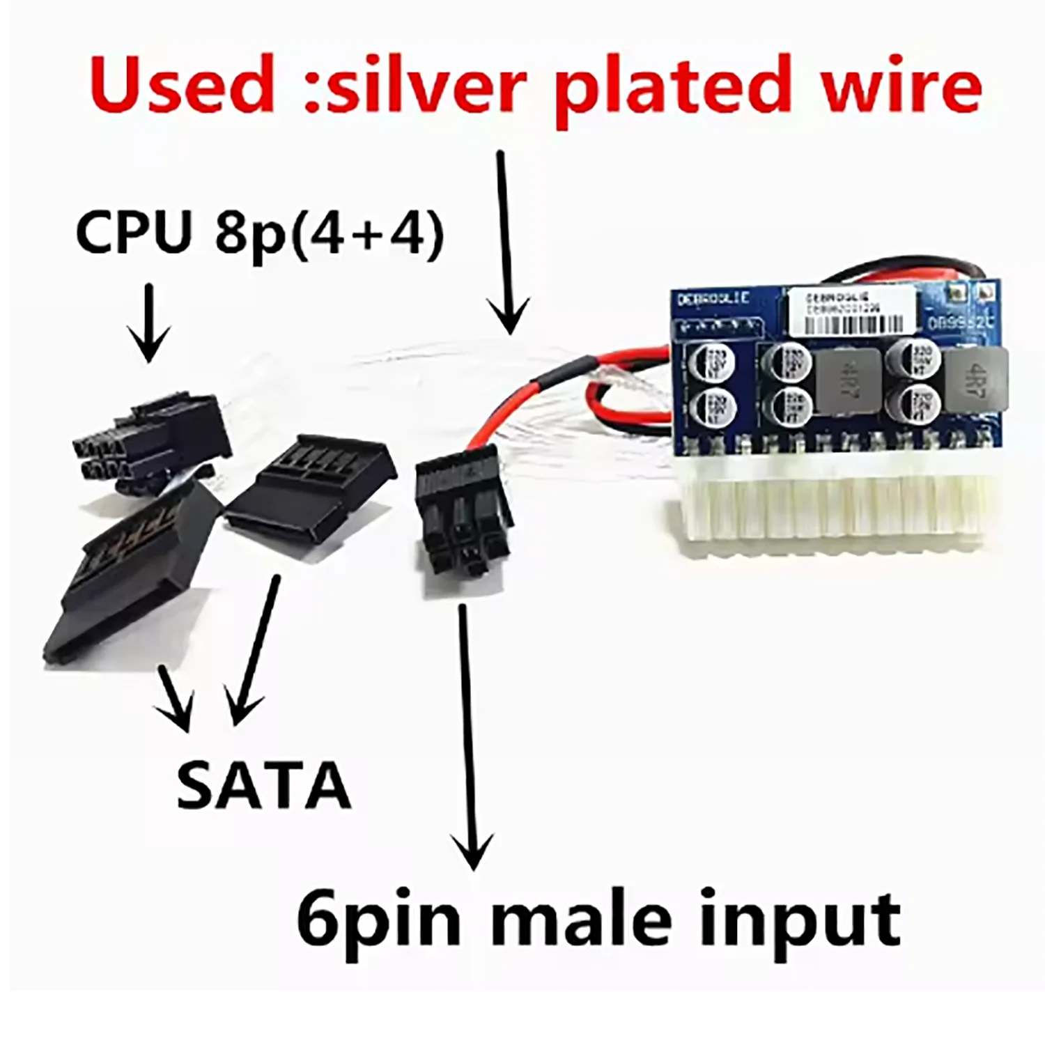 High quality DC-ATX-160W 12V 6pin male input DC-ATX Peak PSU Pico ATX Switch Mini PSU 24pin MINI ITX DC ATX PC Power Supply