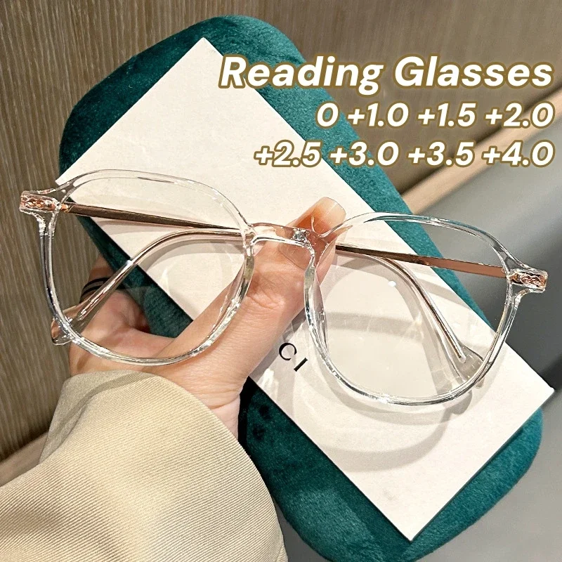 Occhiali da lettura anti luce blu ad alta definizione Occhiali da lettura ultraleggeri con montatura nera Occhiali da presbiopia trasparenti con montatura grande