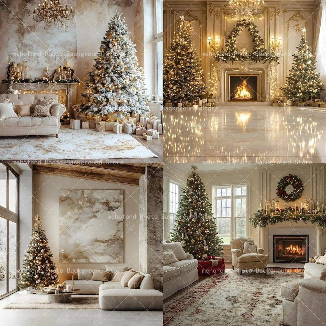 

Фон для фотосъемки Mehofond, зимний бежевый диван, подушка, камин, счетчик, свеча, рождественская елка, подарок, декор, фон для фотозоны