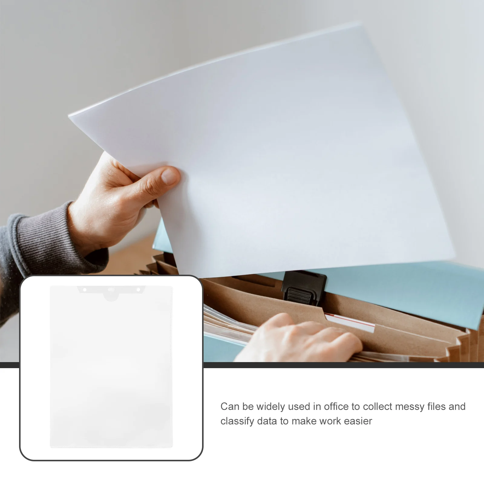 10Pcs Clear Plastic File Folder Document Holder Paper Organizer Portable Document Storage Bag for Office Study