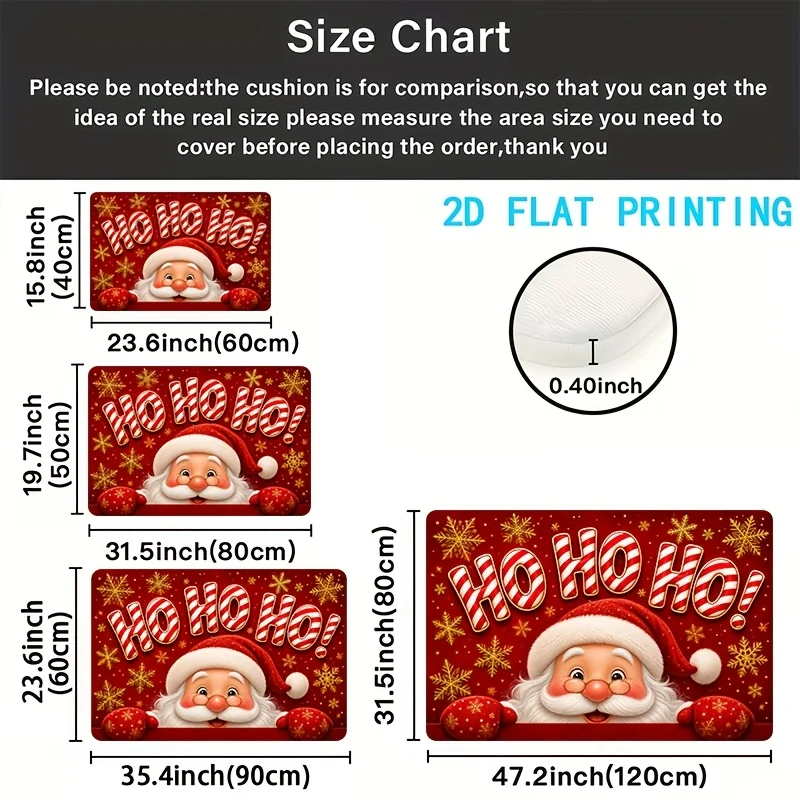 VIKAMA HoHoHo Santa Claus Carpet Soft Welcome Mat Festive Red Door Mat New Year Carpet Bedroom Carpet For Living Room Bathroom
