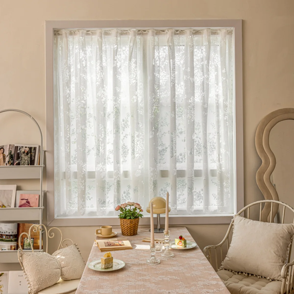 Butterfly Rose Embroidered Curtain, Breathable & Stylish Window Treatment for Bedroom/living Room/children’s Room