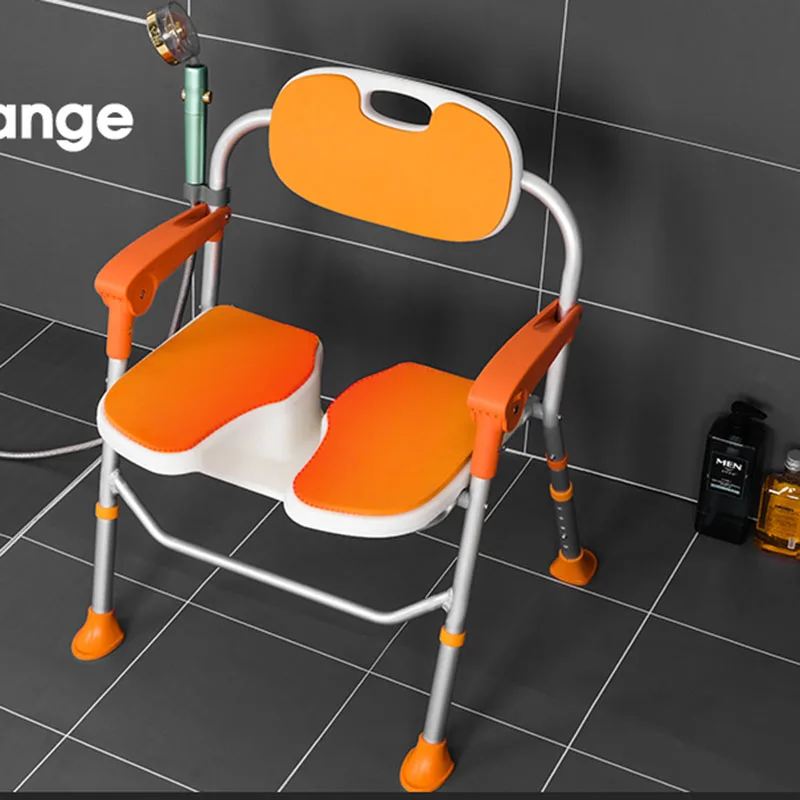 

Japanese Style Foldable Shower Chair Elderly and Pregnant Non Slip Adjustable Bath Stool with Back Support Modern Bathroom Seat