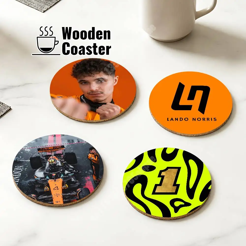 L-Lando LN4 N-Norris Racing Driver Wooden Cup Mat Americano Beer Milk Water Coaster for Baking Studio