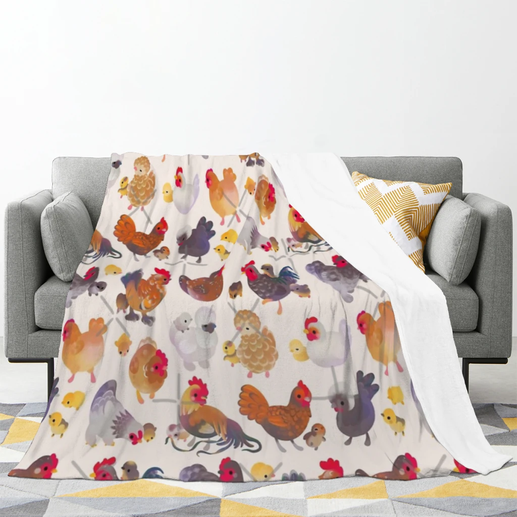 Chicken and Chick - pastel Thin Blanket Soft comforter sets throw for Couch Warm Flannel Blankets Bedroom Summer Blanket