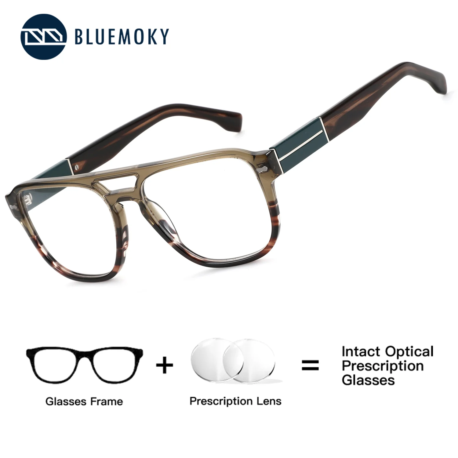 

Очки BLUEMOKY: Мужские модные квадратные очки-авиаторы из ацетата с защитой от синего света, фотохромные, для коррекции близорукости