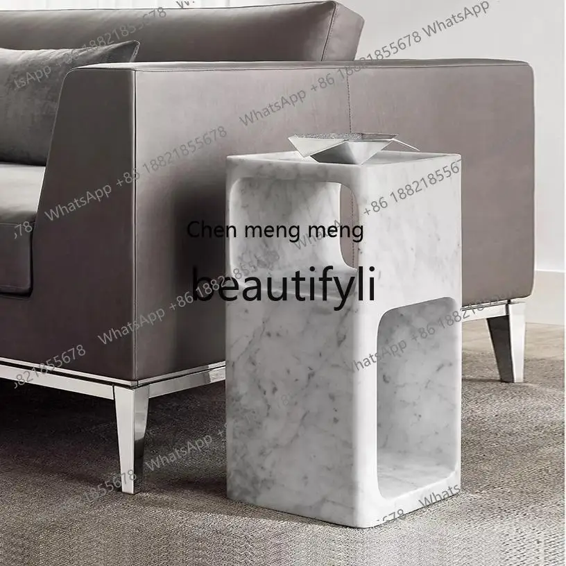 

Simple modern natural marble edge few Nordic creative sofa edge mini small coffee table light luxury square