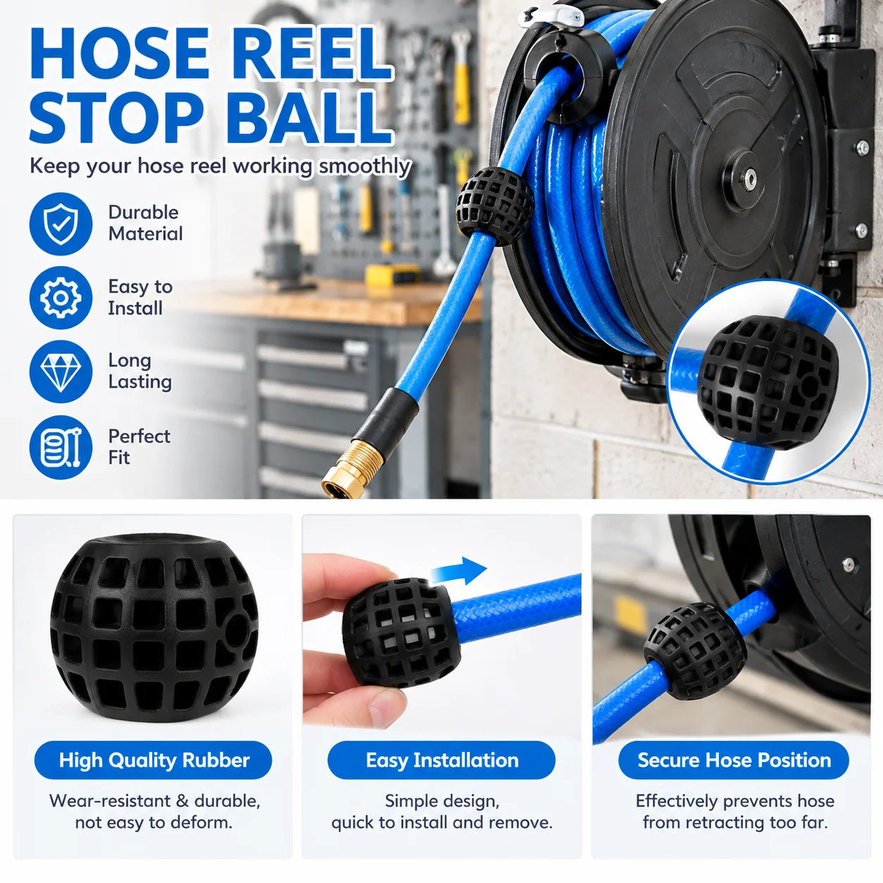 Air Hose Reel Accesspories Rubber Retractable Hose Reel Ball Stopper Ball Replacement Parts For Outdoor Water Pipe Diameter