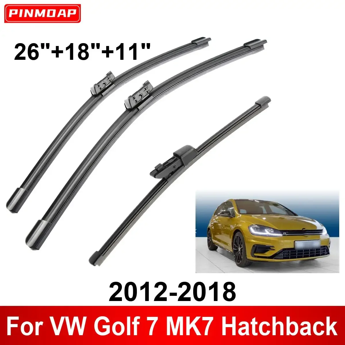 3PCS Car Wiper For VW Golf 7 MK7 Hatchback 2012-2018 Front Rear Wiper Blades Brushes Auto Accessories 2012 2013