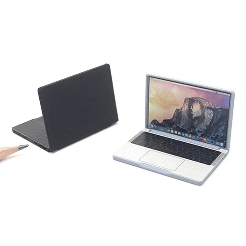 Cute Simulation 1:12 Mini Laptop Computer Dollhouse Miniature Alloy Crafts Dollhouse Decoration For Doll House DIY Accessories
