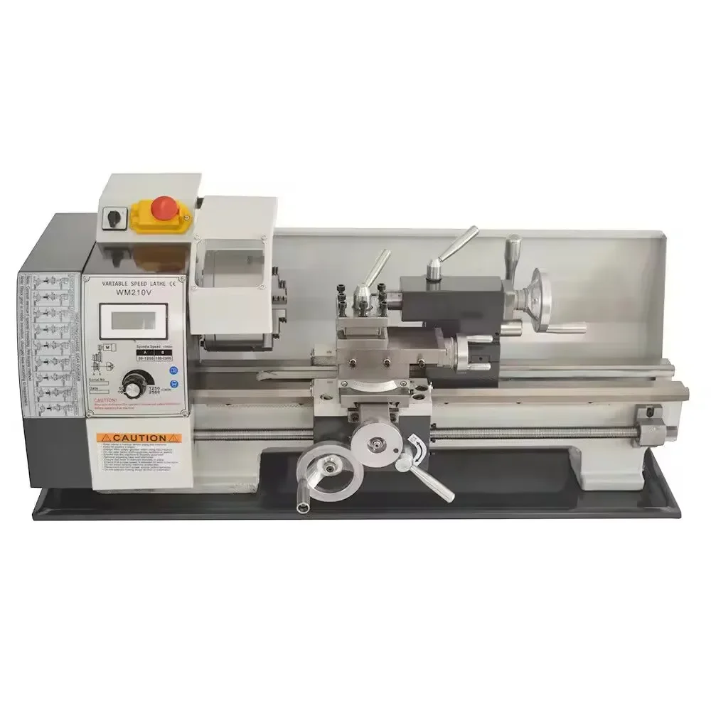 WM210V Manual Lathe High Quality Mini Lathe Machine Small Mechanical Metal Processing 38mm Bore 850W Brushless Motor