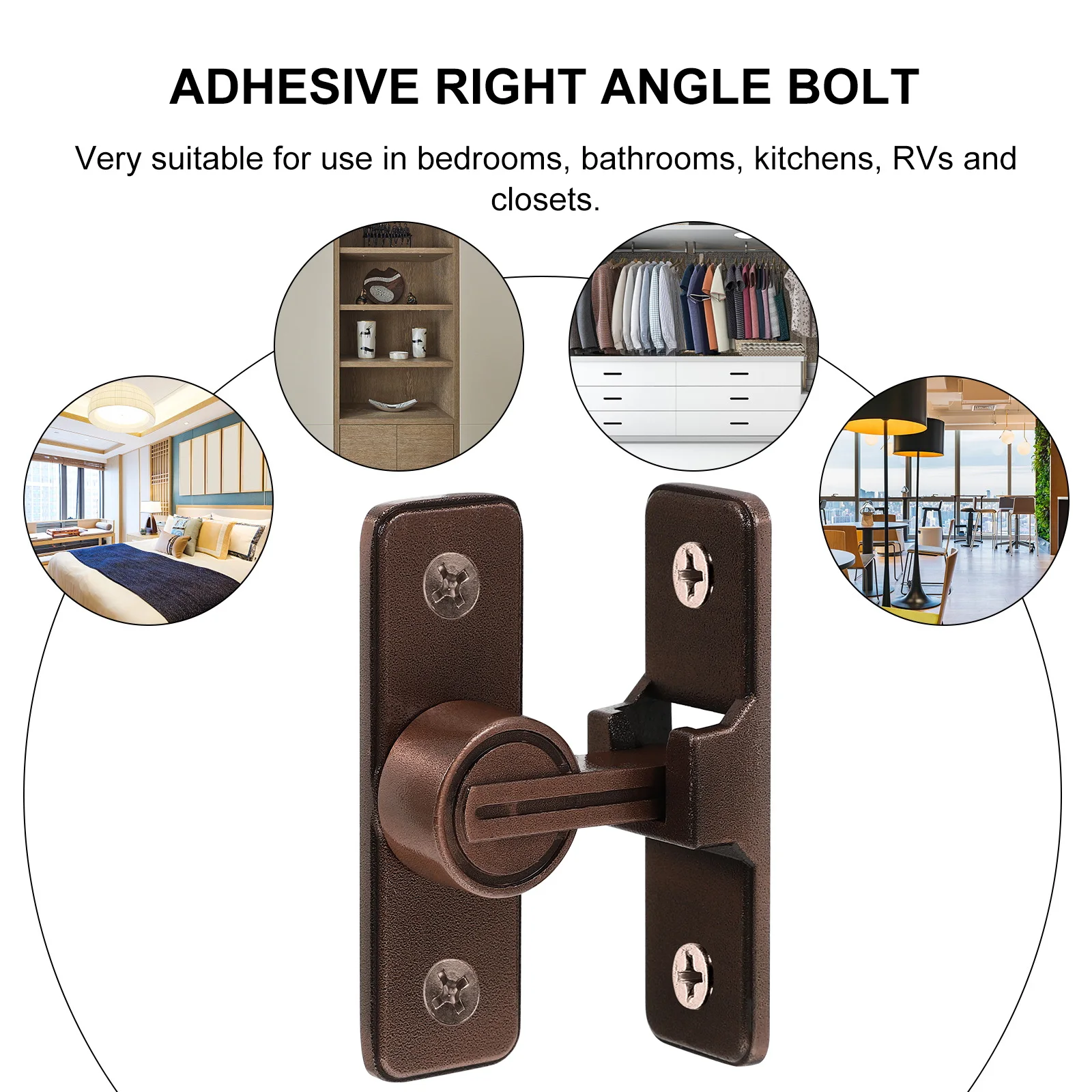 

Zinc Alloy 90 Degree Security Latch Self Adhesive Right Angle Bolt Garage Door Hardware Thickened Material Easy Installation