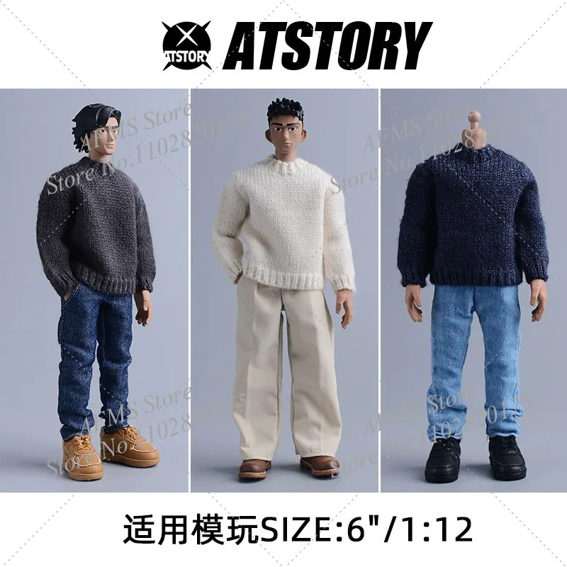 Figura da collezione in scala 1/12 maglione lavorato a maglia tendenza top con cappuccio a maniche lunghe adatti per bambole Bjd soldato Action Figure da 6 pollici