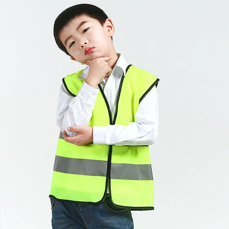 Chaleco de seguridad reflectante para niños, ropa protectora de alta visibilidad, fluorescente, amarillo, para la escuela y al aire libre