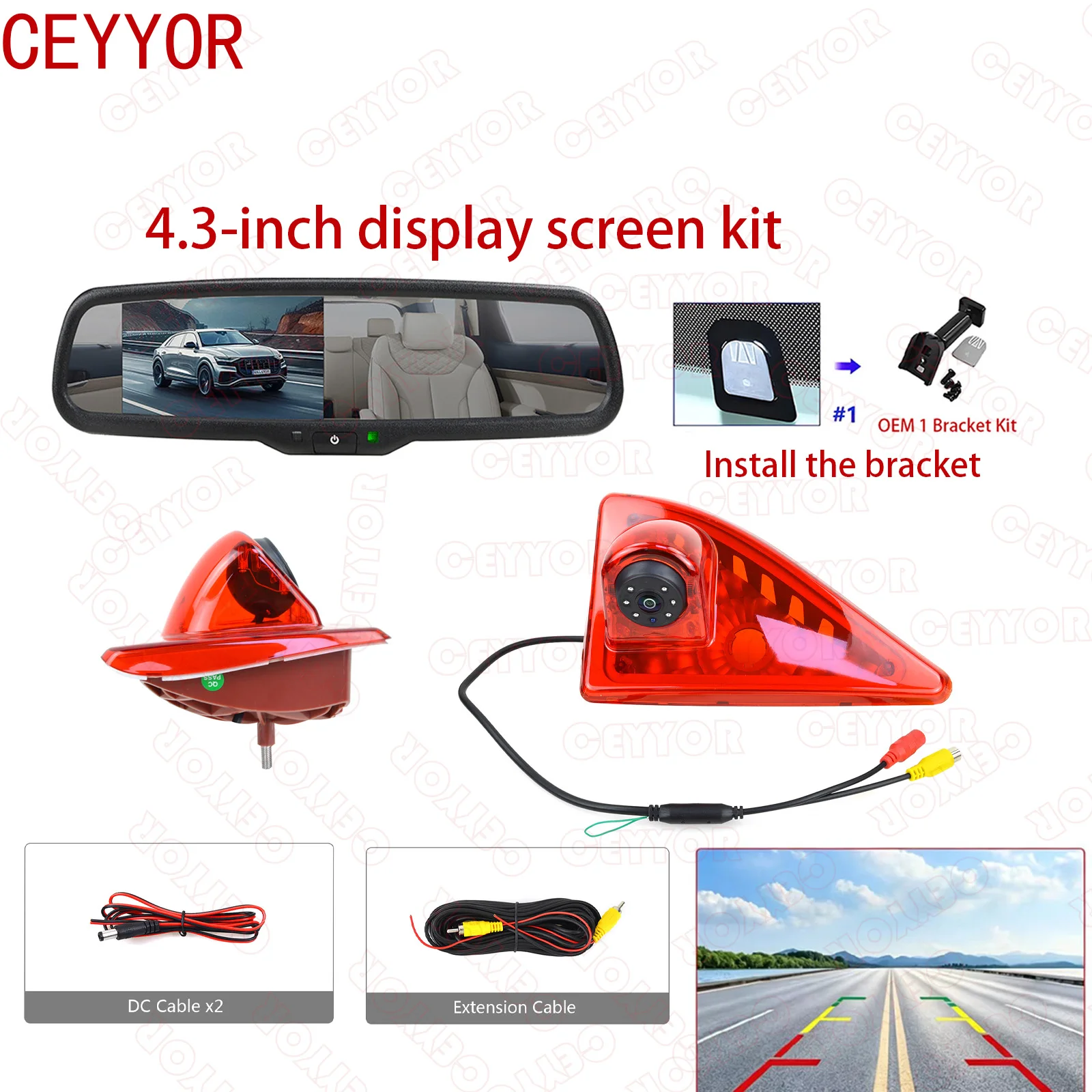 Brake light reversing camera monitoring kif for Vauxhall Movano (2010-2021)Nissan NV400(2011-2021)Renault Master (2010 - 2019)