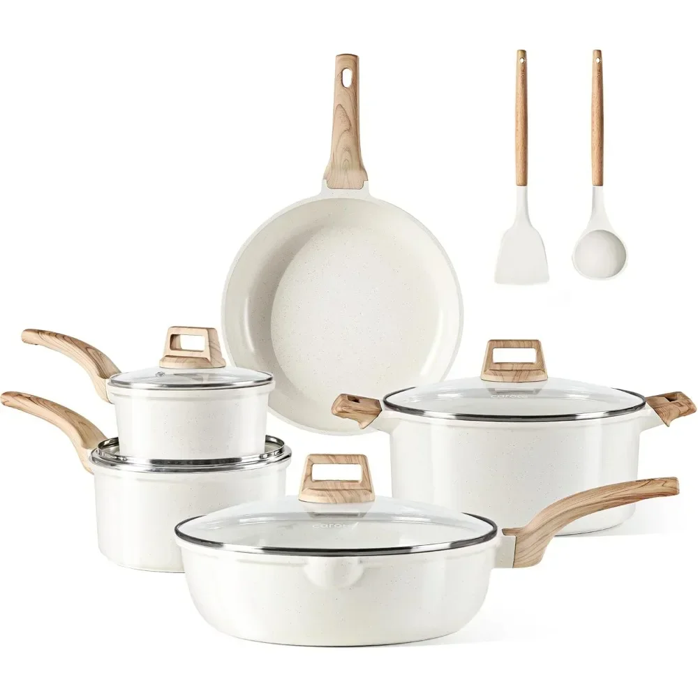 

%a Piece Pots and Pans, Ceramic Cookware Non Stick Health Induction Cookware Kitchen Cooking Set with Saucepan Set