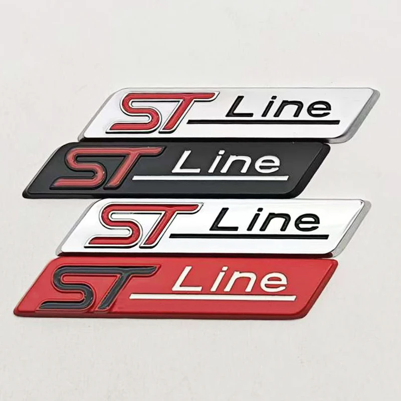 3D металлическая эмблема ST Line с логотипом в черном хроме и серебре для заднего багажника автомобиля, наклейка на боковое крыло для аксессуаров Ford Focus, Fiesta, Mondeo.