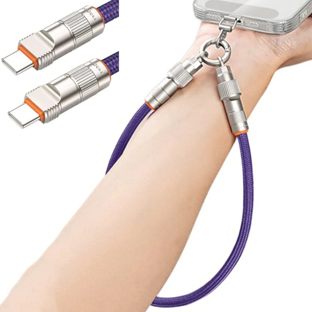 

Кабель для передачи данных Type-C с ремешком для телефона, PD66W, защита от потери, быстрая зарядка, плетеный ремешок 2-в-1, подвеска-шнурок для телефона