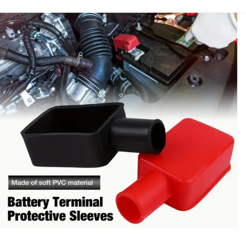 Une paire de couvercles de protection d'isolation de tête de pile de batterie de voiture, bornes de batterie, chapeau droit, couvercles anti-poussière négatifs positifs en caoutchouc CN