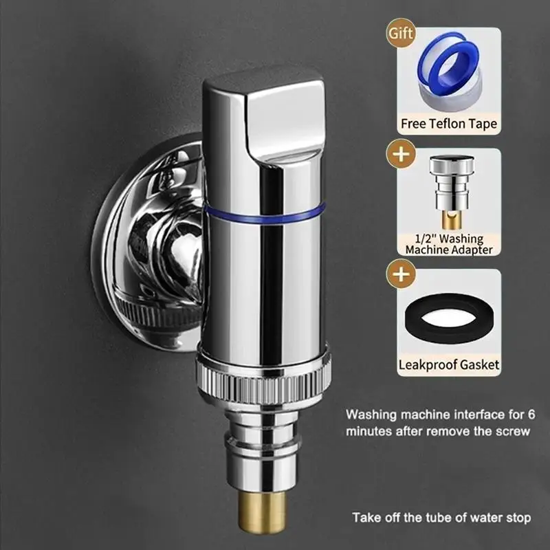 Quick Opening Stainless Steel Angle Valve Lead Free Multi Purpose Faucet for Washing Machine Kitchen Bathroom Renovation