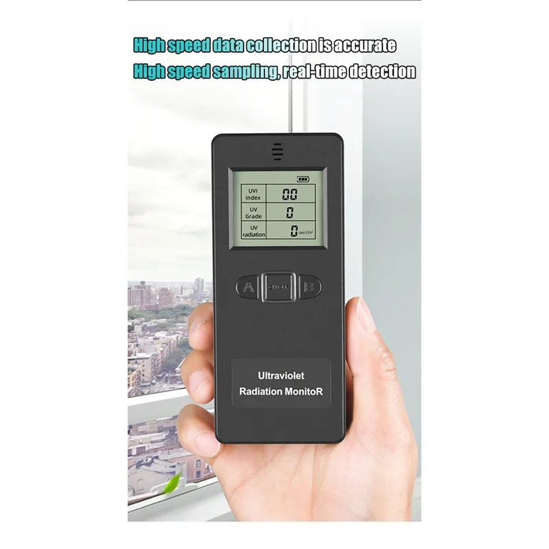 ABS Radiation Monitor เครื่องตรวจจับรังสี UV แบบดิจิตอลสําหรับโฮมออฟฟิศการตรวจสอบกลางแจ้งสีดํา