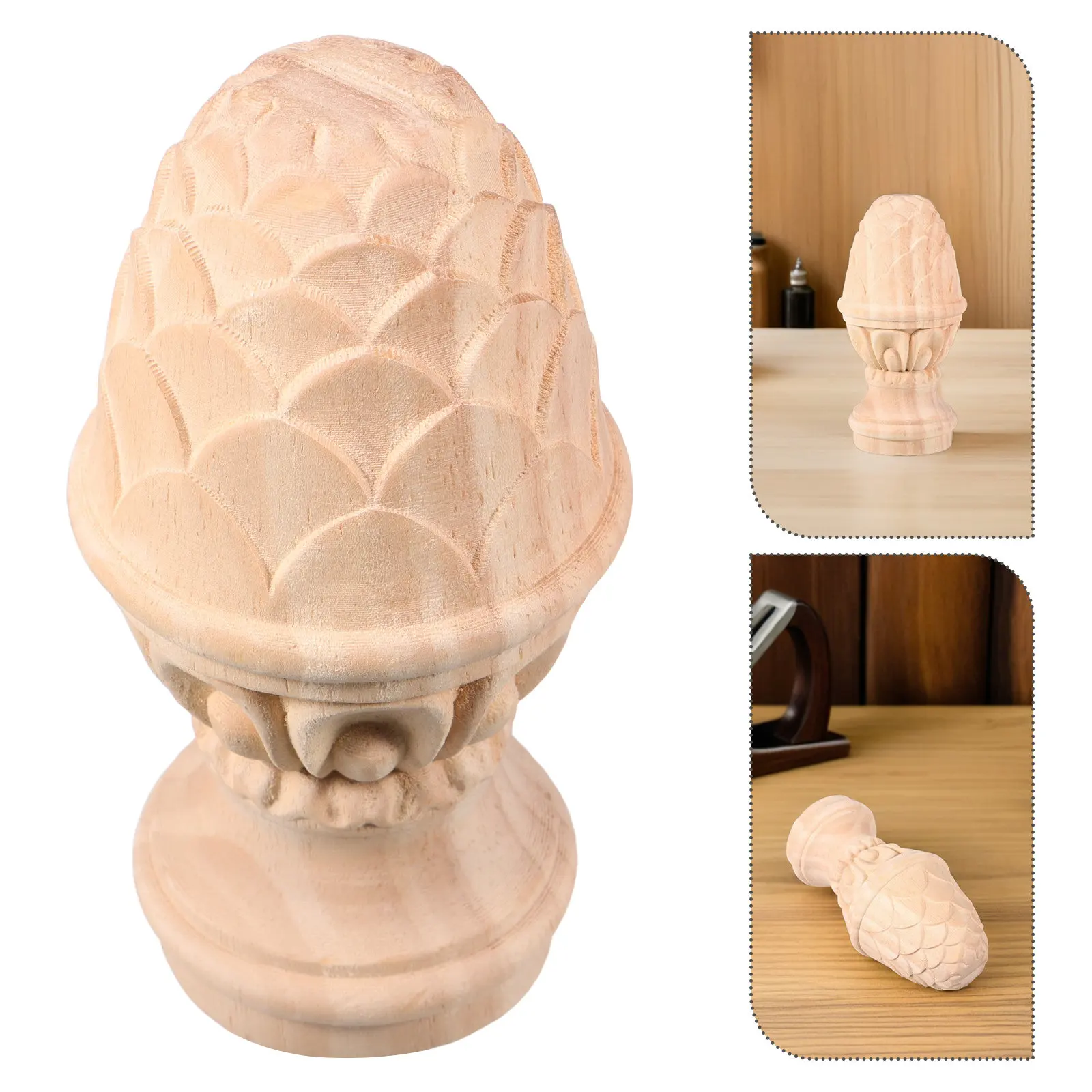 Unfinished Wooden Finials for Bed Post Curtain Rod And Staircases Carved Topper DIY Crafts Home Decor Indoor Use