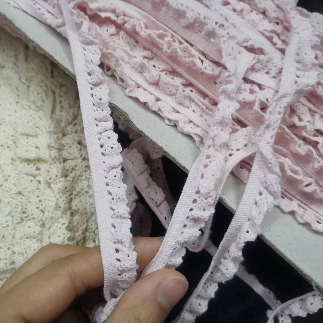 1Yards High Quality Elastic Lace Fabric Ribbon Cotton Fabric Trimmings Beige White Pink Lace Trim For Sewing Accessories LT16