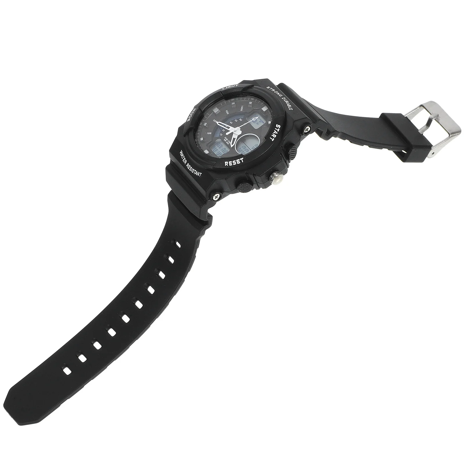 

Mens Black Dual Electronic Sports Watch Stopwatch Alarm Date Week El Backlight 30m Waterproof Adjustable Rubber Band