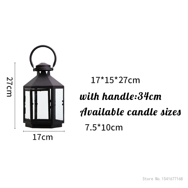 Nordic Outdoor Glass Windproof Candlestick, Wrought Iron, Floor Wind Lamp, Simple Shooting Props, Retro Garden Decor view 5