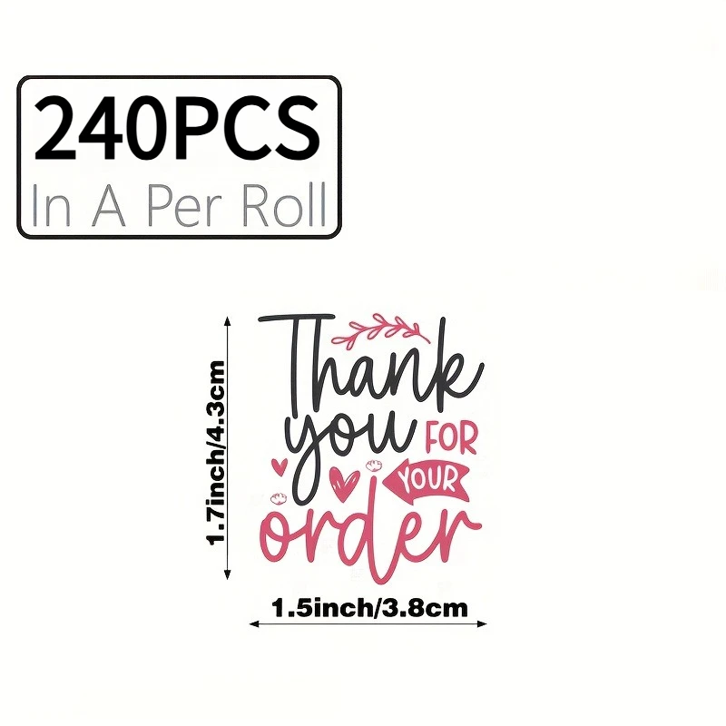 240 Sheet 'Thank You for Your Order' Stickers | Gift Wrapping Bags Labels, for Businesses, Baking Packaging Tags, Envelope Seals