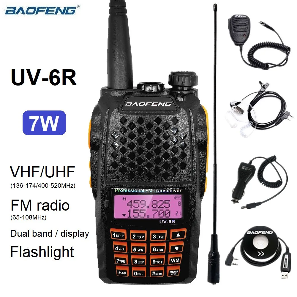 

Baofeng UV-6R Walkie Talkie High Power 7W Amateur Radio Station VHF UHF Ham Radio Scanner UV6R hf Transceiver for Hunting 15km