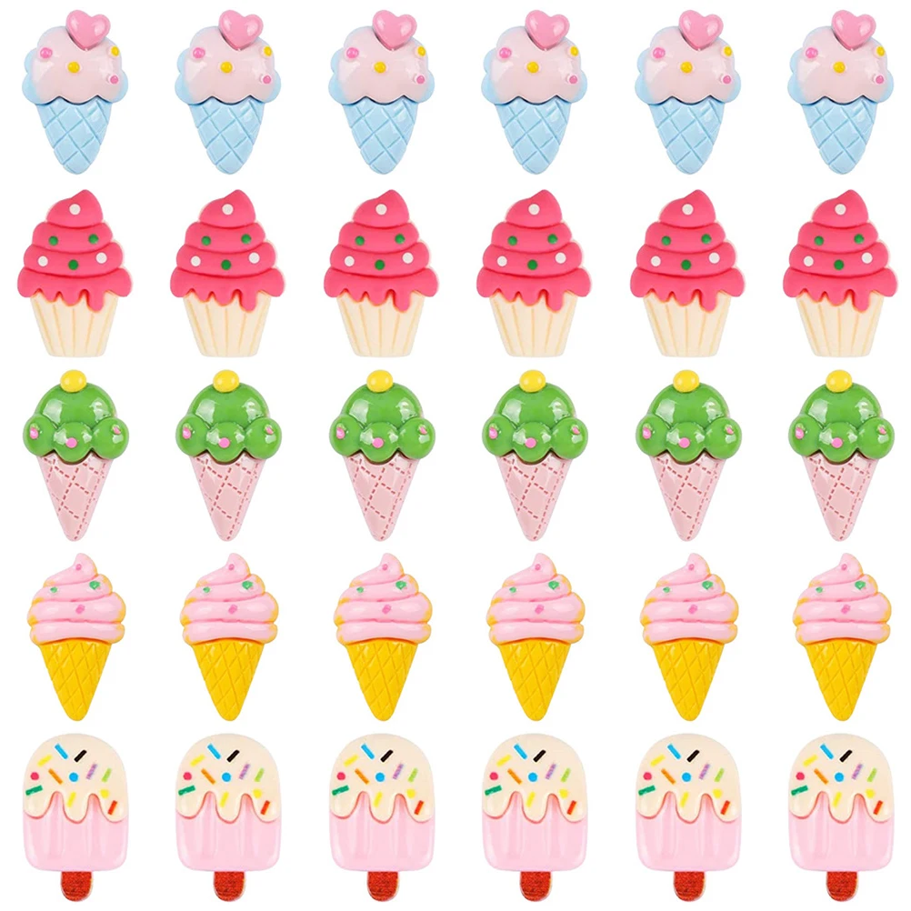 

30pcs Ice Cream Shaped Pushpins Cute Thumbtacks Compact Plastic Map Pins Home Office Supplies Reusable Multi-Function