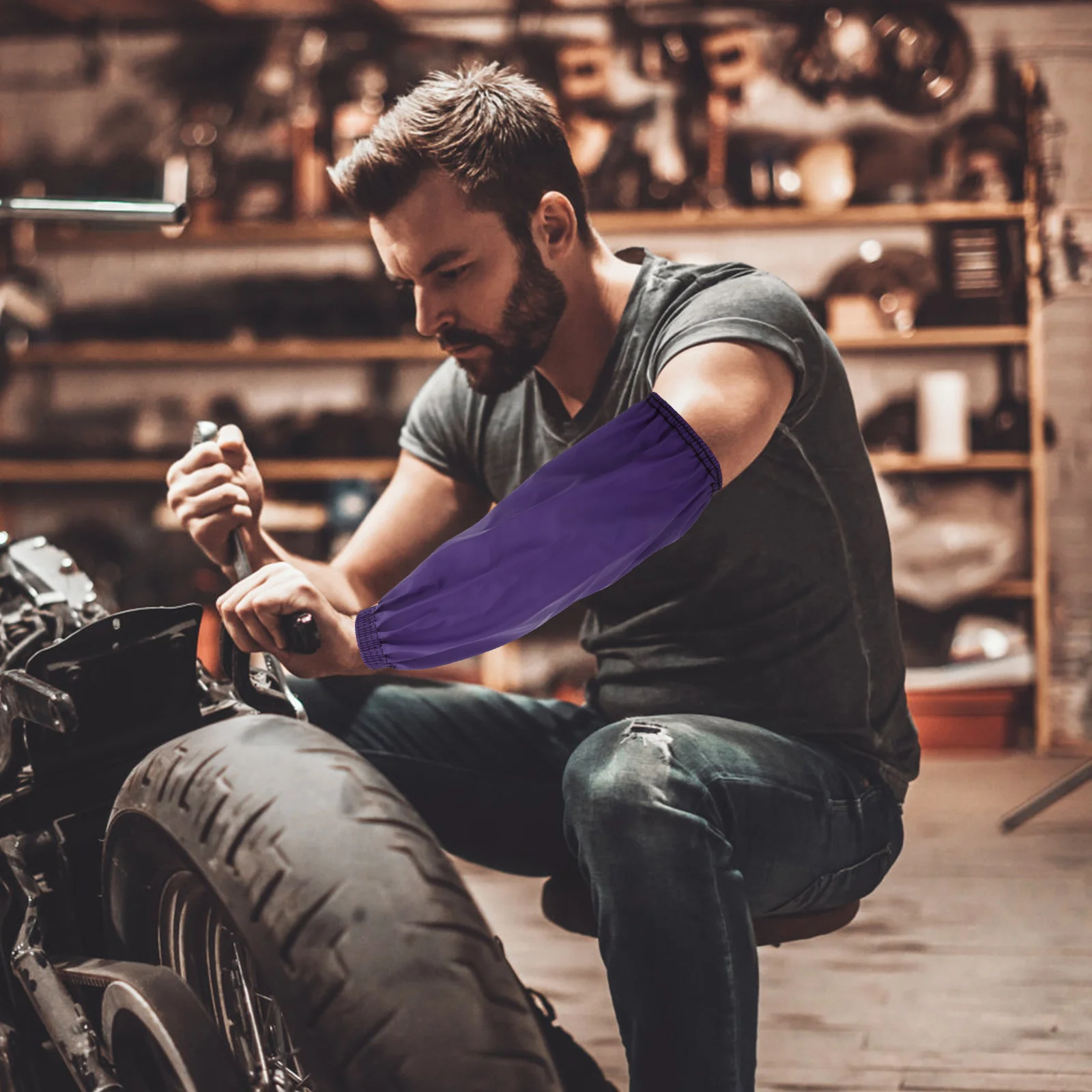 

1 Pair Pu Arm Sleeves Long Splashproof Oil Resistant Protective Oversleeves For Kitchen Cooking Cleaning Work Garden