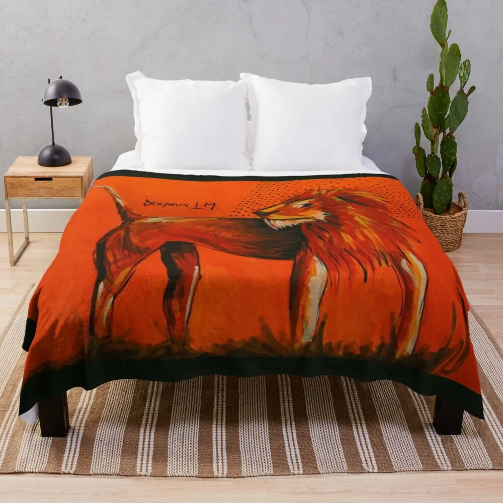 The King Of The Jungle Handles The Human Condition With Grace Throw Blanket Nap Bed linens Blankets