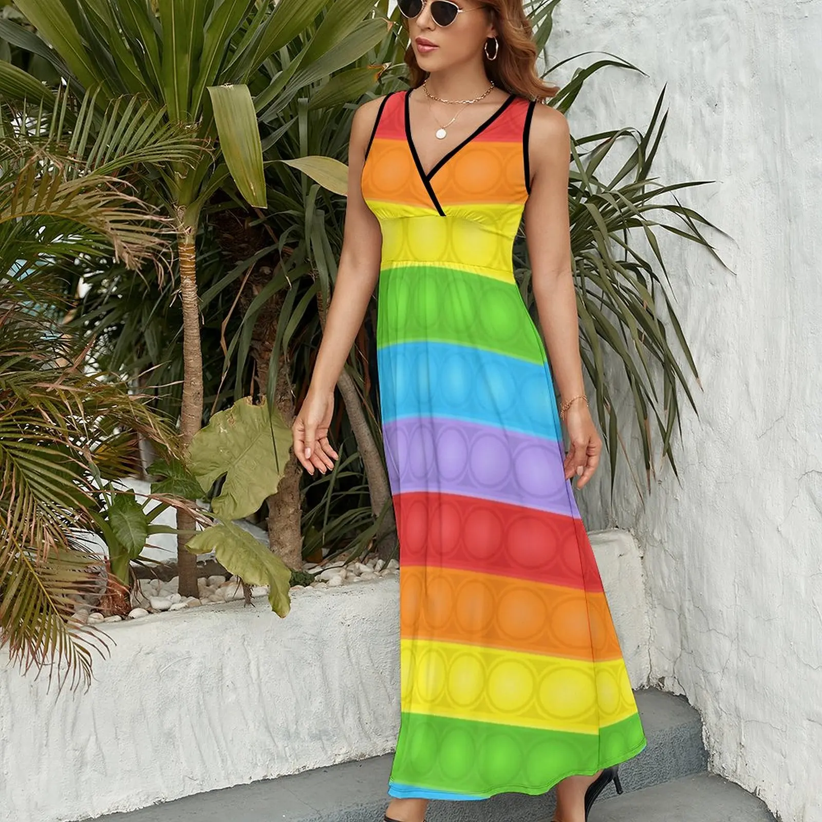 Pop It Fidget Art Rainbow Pattern Design Sleeveless Dress Women's summer dresses dresses with long sleeves