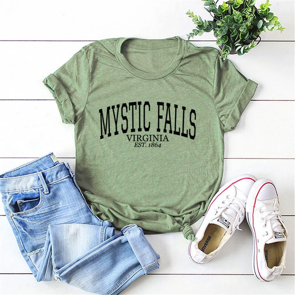 Vampire Diaries Tv Show T-shirt Mystic Falls Virginia Est.1864 Shirt Salvatore Brothers Stefan and Damon Tee Virginia Shirts