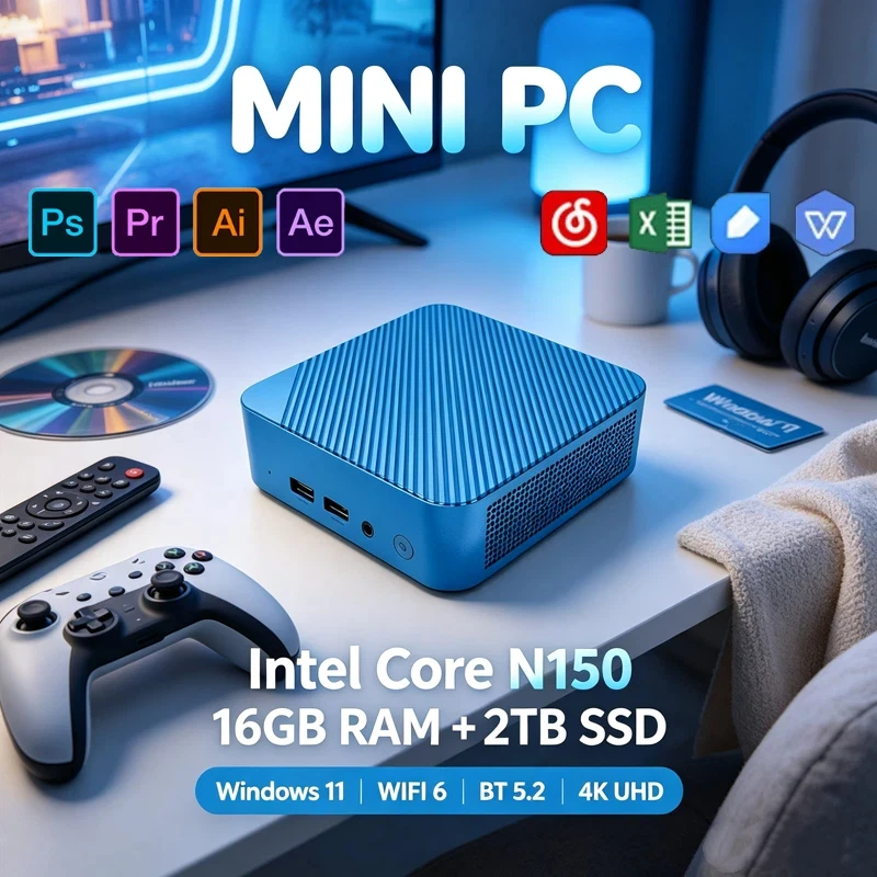 Pc Gaming Editing - Przenośny Mini PC Intel N150 Win11,