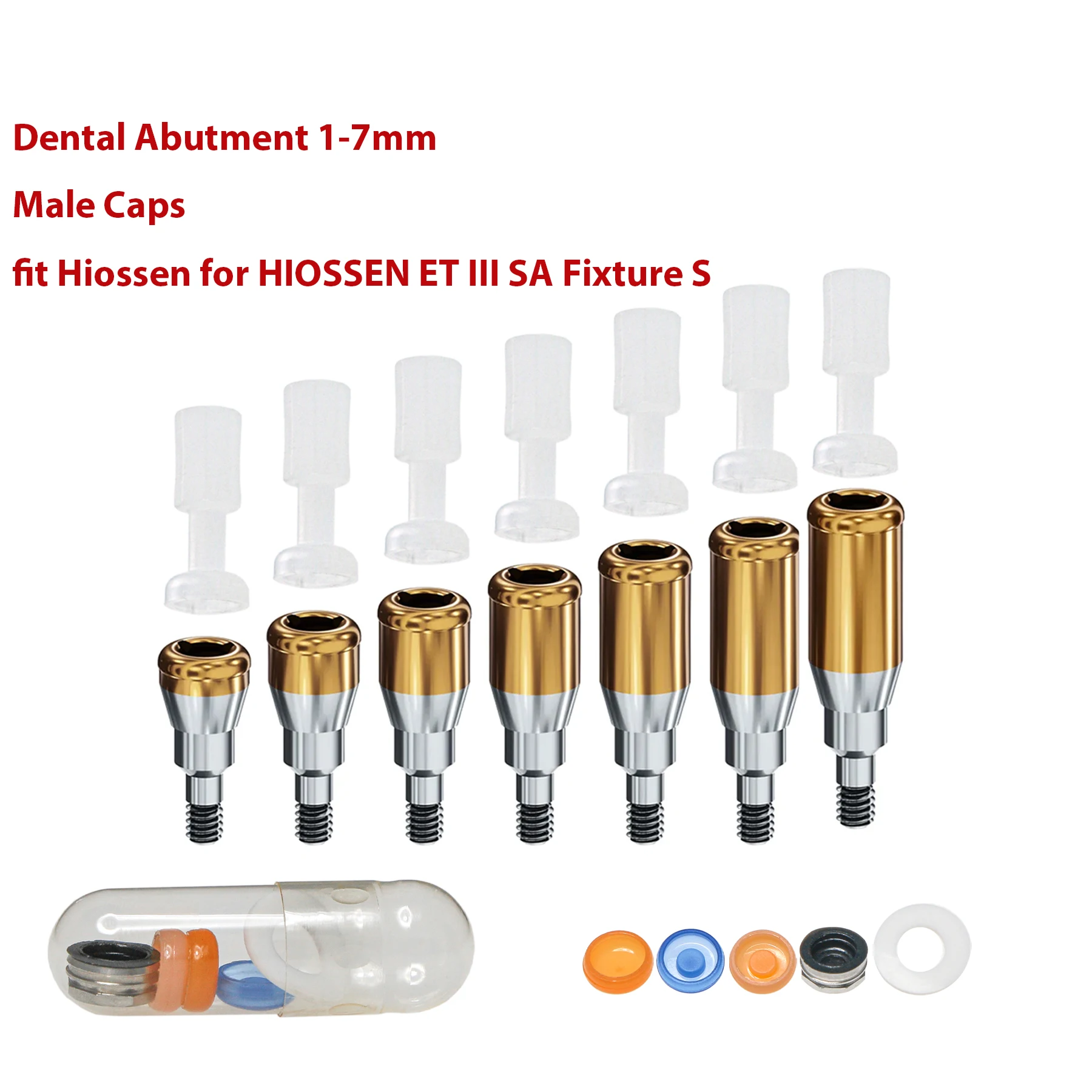 Dental Attachment Abutment and Overdenture Male Caps Kits Tool for Hiossen Regular 1-7mm