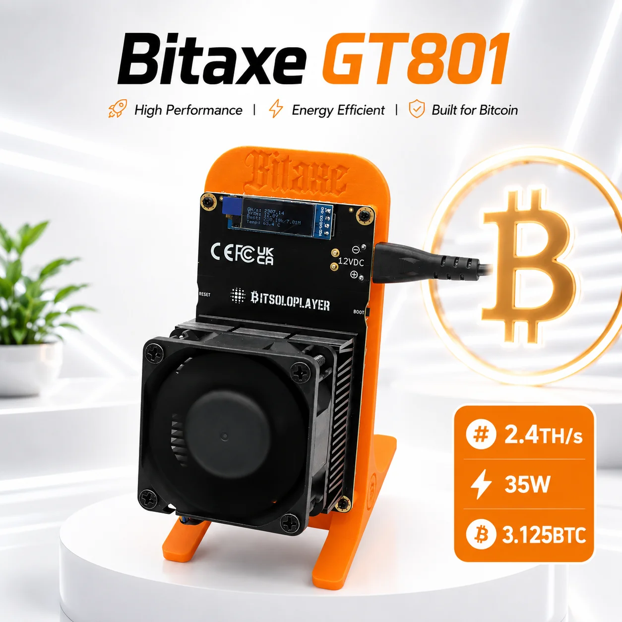 Minero de Bitcoin Bitaxe GT 801 2.4Th/s 35W ASIC con Chip BM1370, Algoritmo SHA256, Minero de BTC de Código Abierto para Uso Doméstico, Minero de Criptomonedas