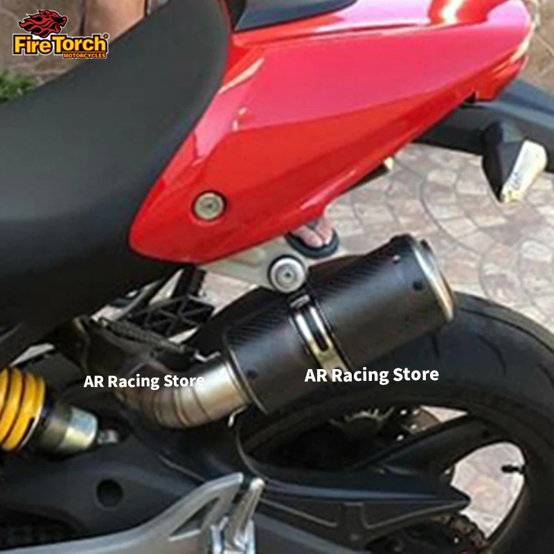 For Ducati Monster 659 696 795 1100 Hypermotard 796 08-14 Motorcycle Exhaust Escape Modify Link Pipe Moto Carbon Fiber Muffler