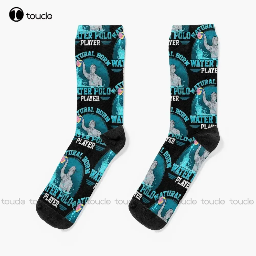 Natural Born Water Polo Player Cool Waterpolo Socks Yellow Socks Personalized Custom Unisex Adult Teen Youth Socks Custom Gift