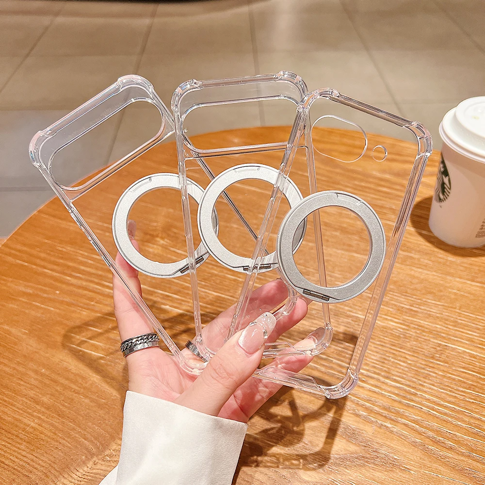 Stoßfeste, transparente Schutzhülle mit kabelloser Ladefunktion und drehbarem Magnetständer für Google Pixel 9, 9A, 10, 10A, 11 Pro XL, kompatibel mit MagSafe. – Detail 2