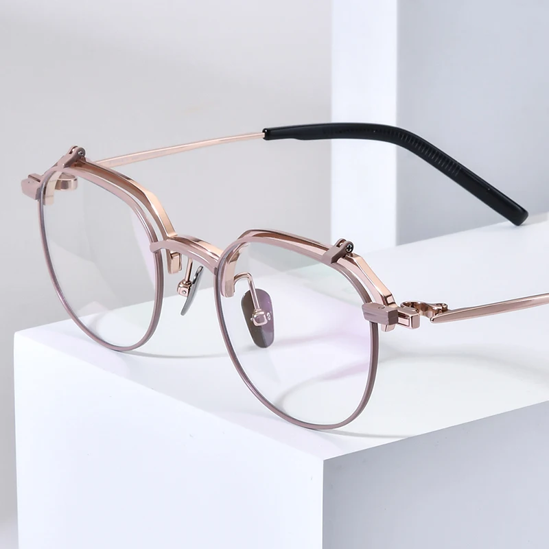 FONEX Titanium Glasses Frame Men Brand Design Flip Round Eyeglasses Frame Flip-up High Quality Japanese Ultralight Eyewear 400T - Image 2