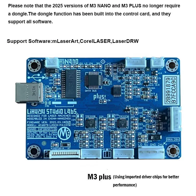 LIHUIYU M3 Nano M3 Plus Laser Mother Main Board CorelDRW For CO2 Laser Stamp Machine K40 3020 3040 Compatible M2