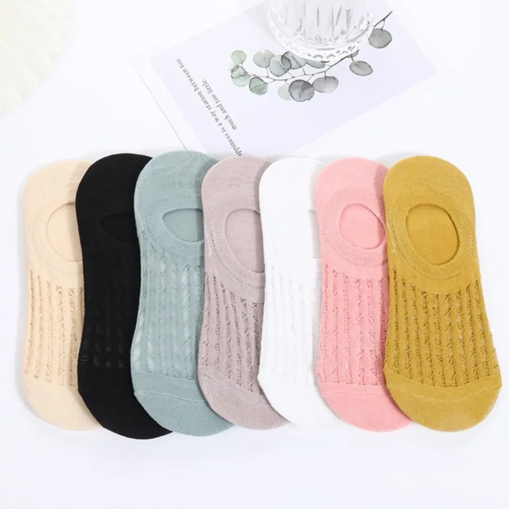 

5pair/bag summer thin socks silicone breathable candy color invisible socks kids boat socks boy vertical grain hole mesh socks