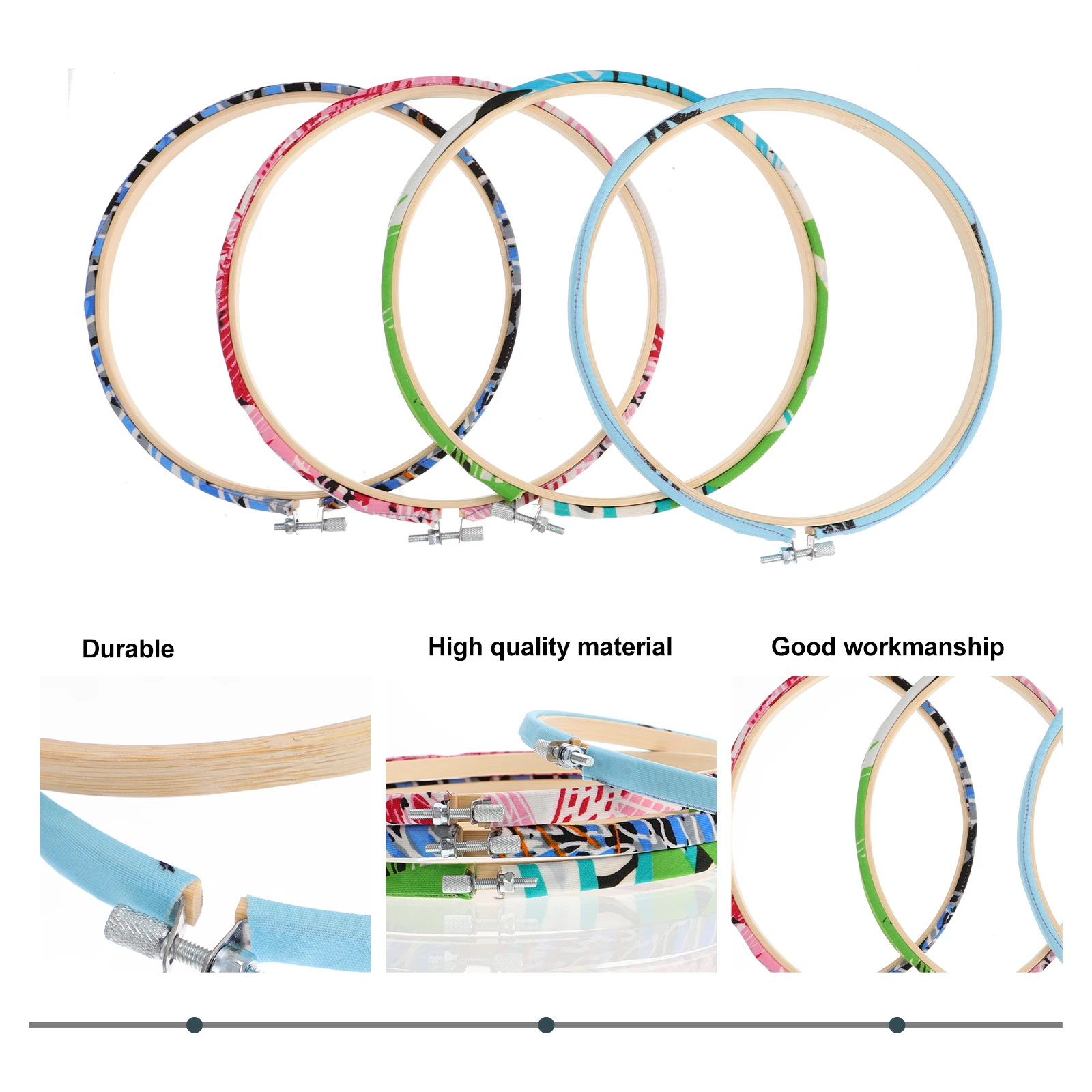 

4 Pcs Bamboo Embroidery Stretch Ring Craft Hoop Frame Needlework Hoops Circle Cloth Modern Frames