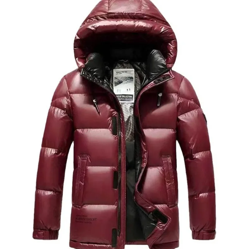Luxury High-end Winter Down Jacket New Men Clothing Trend Warm Hooded White Duck Down Coat Black Red Jackets Windproof Outerwear